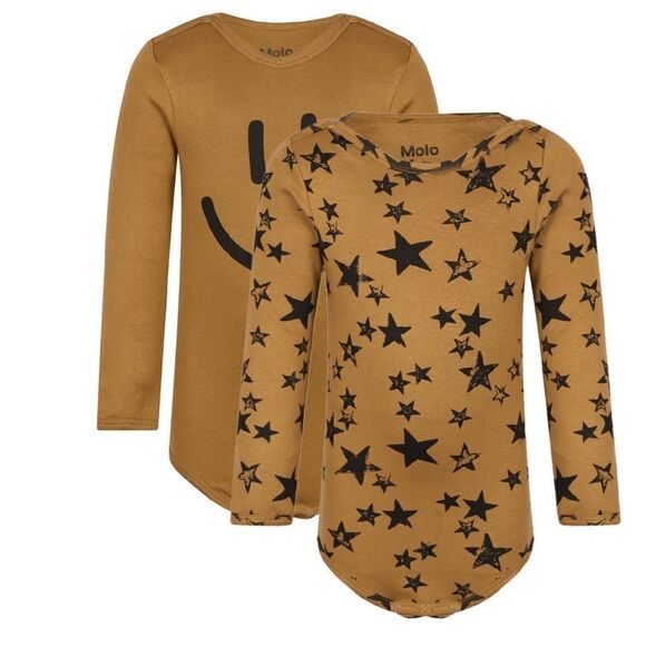 MOLO, Star Print and Smiley Face Long-Sleeve Onesie Size: 18 mth (86 cm) Bundle - Picture 1 of 3